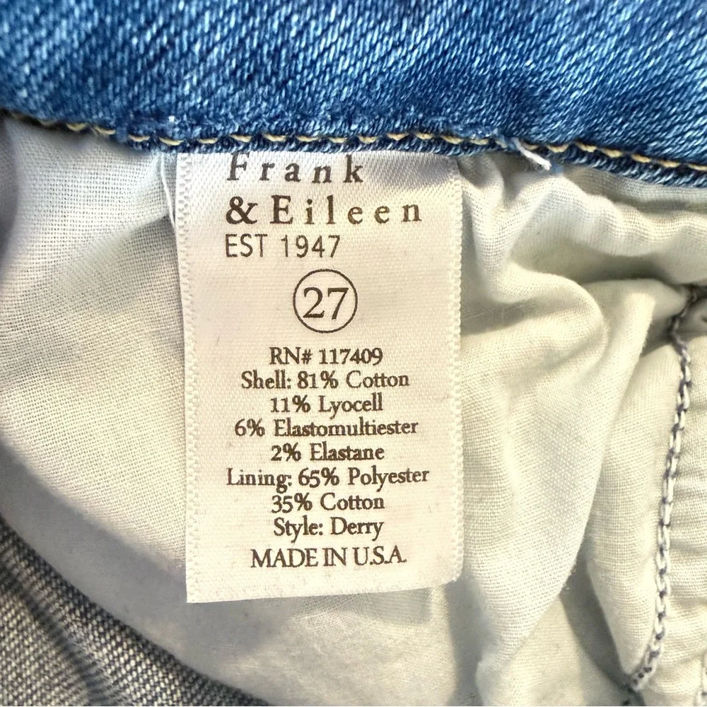 Frank & Eileen “Derry” Blue Denim Straight Leg Frayed Hem Jeans